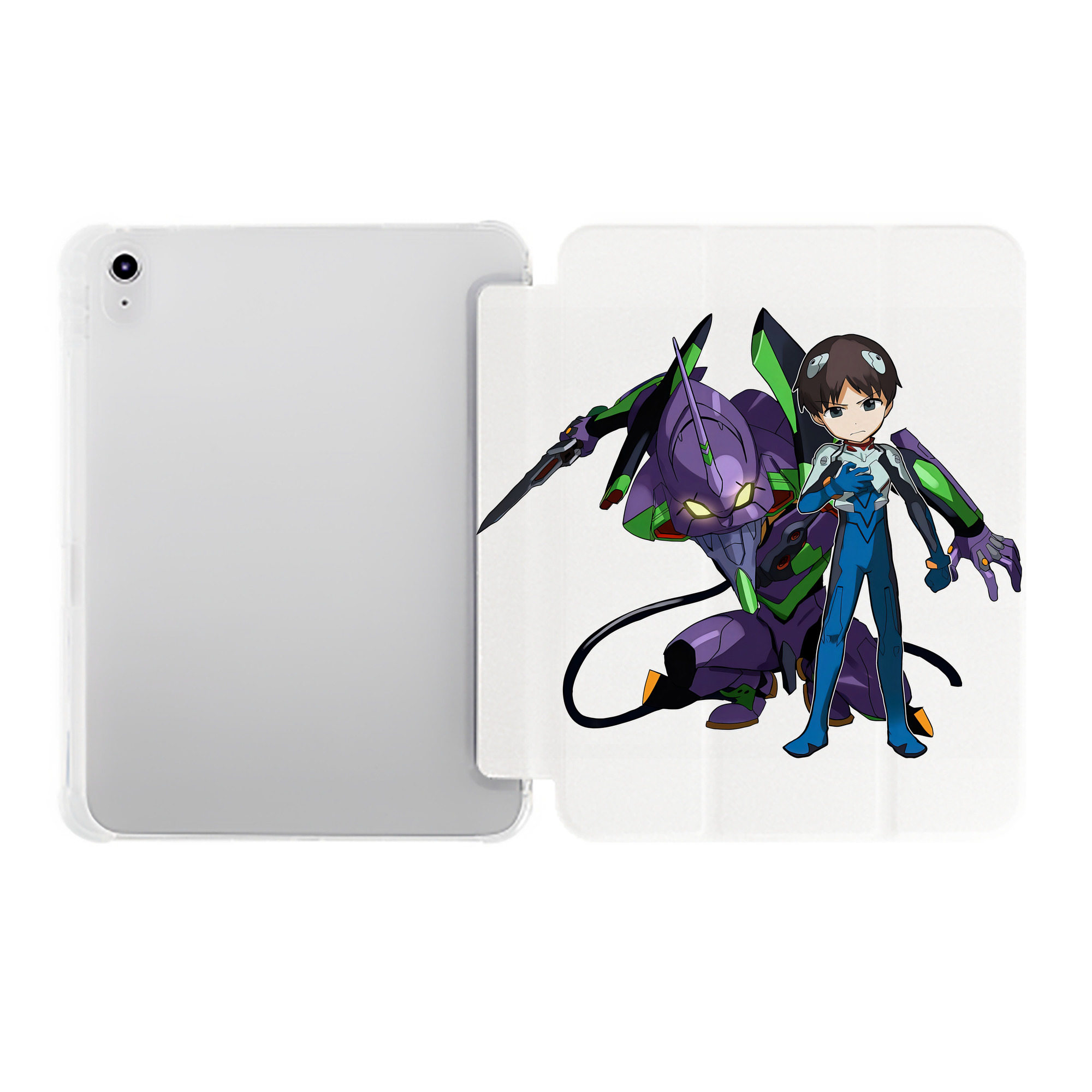 （画像用） EVA 新世紀エヴァンゲリオン IPad ケース ペン収納付き 三つ折りスタンド PUレザー×シリコン 対応機種9.5/10.5/10.9インチ